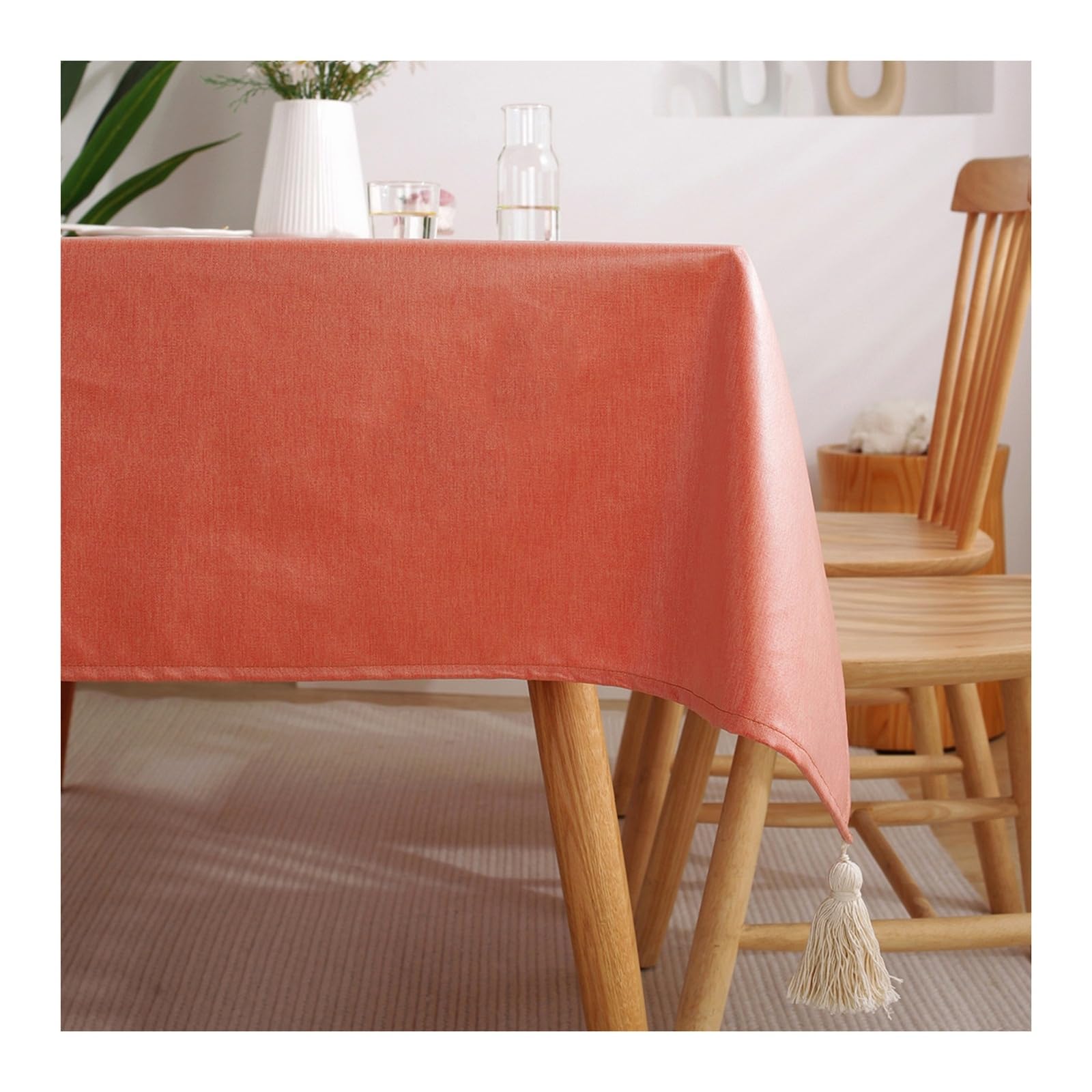 Nappe à franges orange pour table rectangulaire de salle à manger