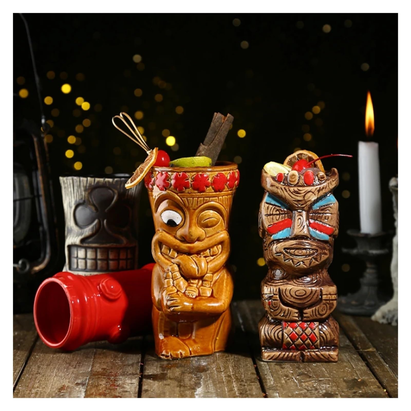 Bicchieri Cocktail Tazza Tiki in ceramica, tazza da cocktail creativa, tazza Tiki dell'Isola di Pasqua, regalo di Halloween for attrezzo da bar(W1 420ml)