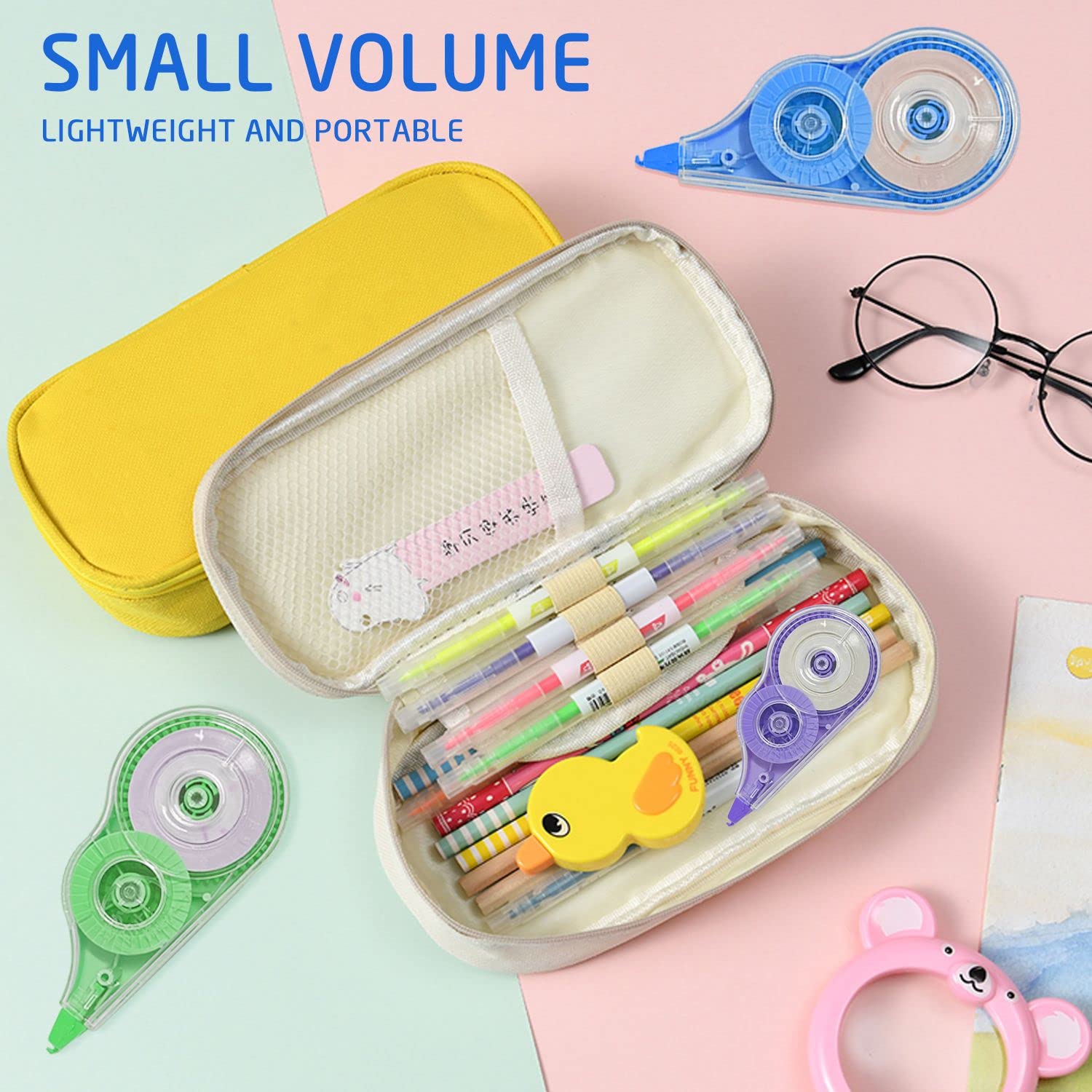 Lot De 6 Rubans Correcteurs Souris - Couleurs Bonbon 5 Mm - Total 72 M - Pour École Et Bureau