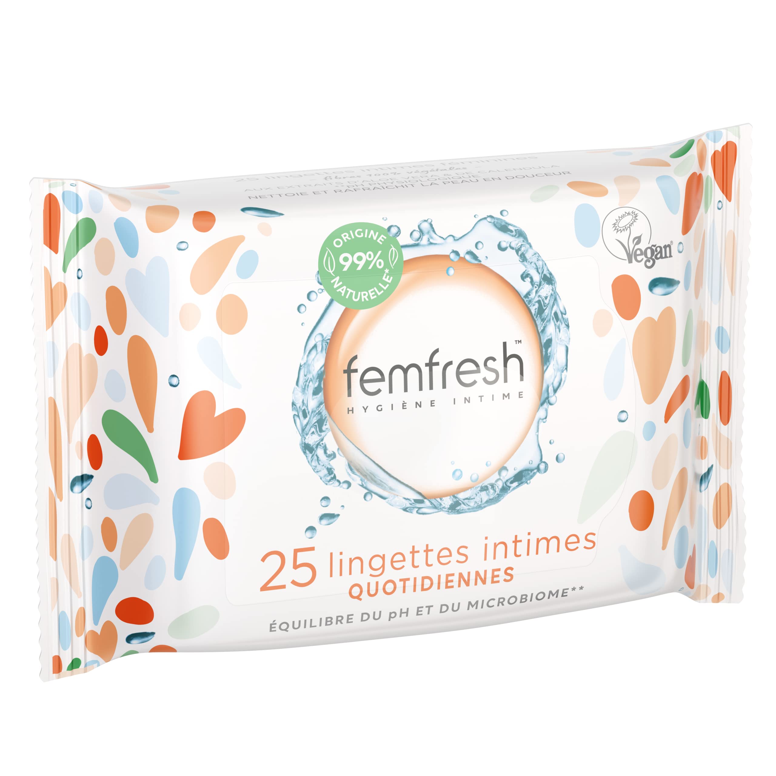 Femfresh - Codzienne chusteczki intymne, aloes i nagietek - 25 chusteczek