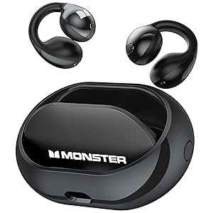 Monster Open Ear AC600 Headphones, Bluetooth 5.4 Wireless Earbuds with HiFi Stereo, Clip-On Earbuds with ENC Clear Call, 21H Playtime, Touch Control, IPX6 Waterproof Wireless Headphones for Exercise