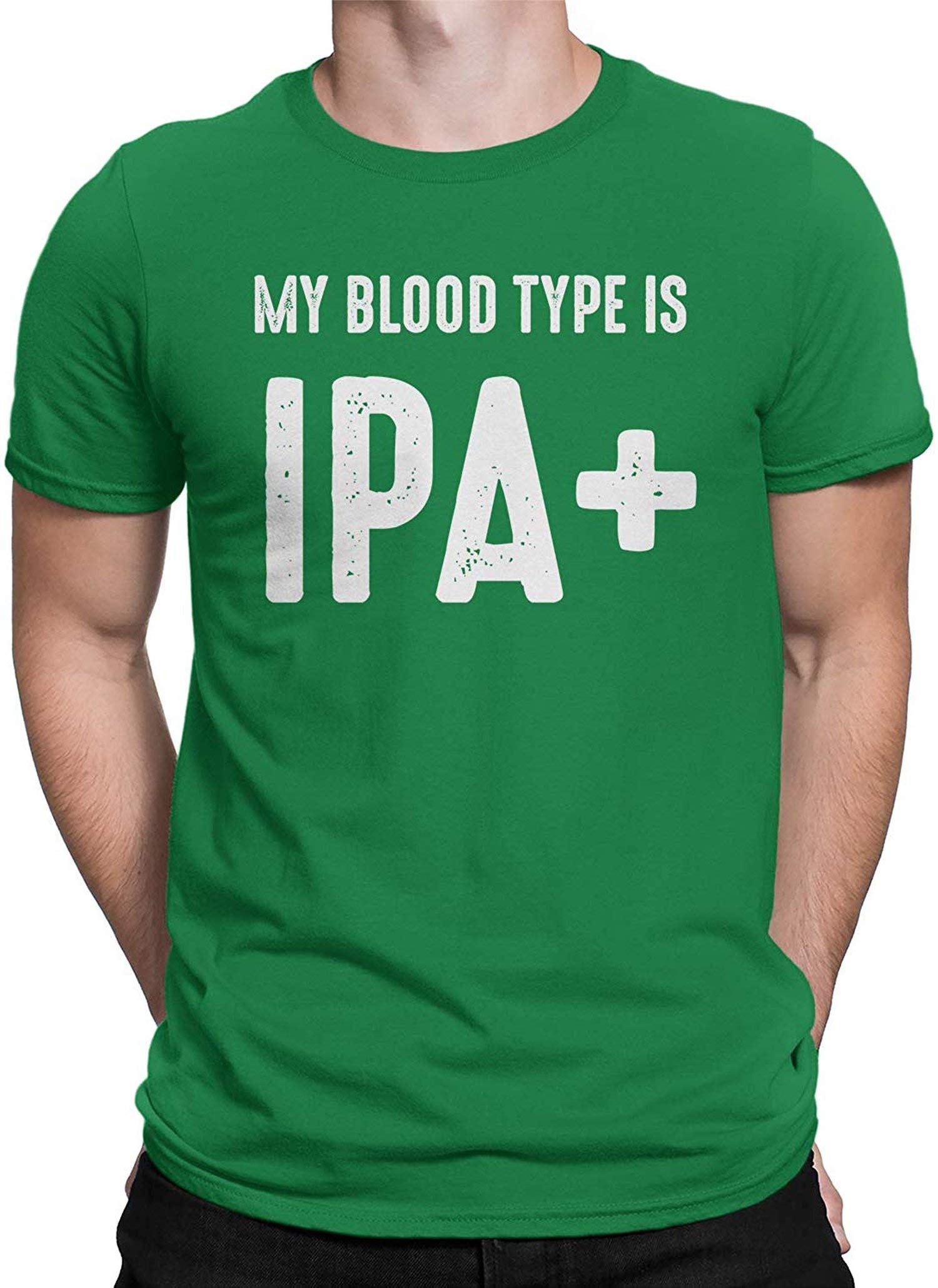 My Blood Type is IPA Positive Funny Beer Drinker Men's T-Shirt,Small,Kelly