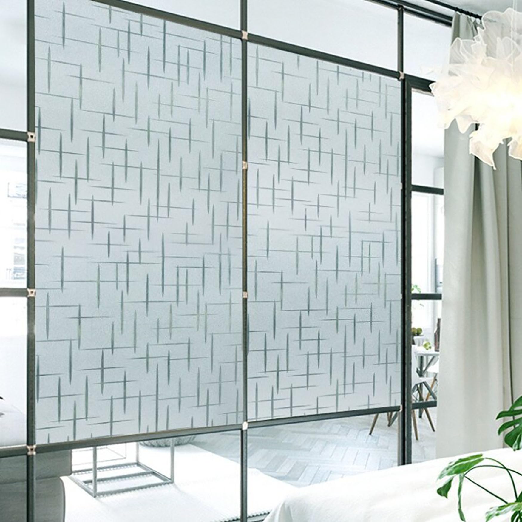 Folia Okienna Zapewniająca Prywatność 75 x 880 cm Bez Kleju, Antystatyczne Mrożona Folia Okienna Łatwy Montaż, Niskie Koszty Utrzymania Do Łazienki, Domu I Biura, Gwiazda