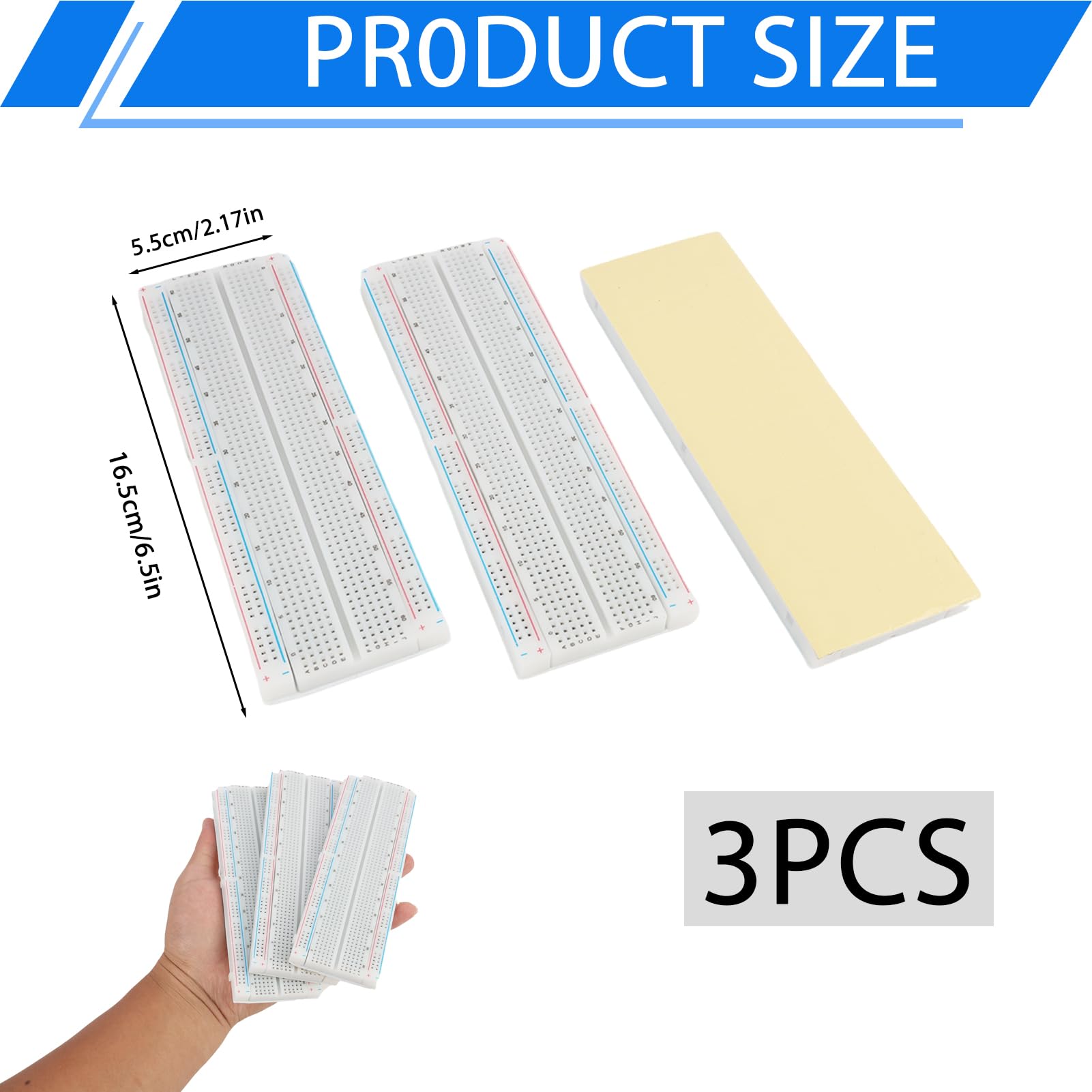 3pcs PCB 830 Punti Senza Saldatura per Prototipo Modellare,breadboard kit,Compatibili con Arduino, Raspberry Pi 2 3 4, per Progetti di Elettronica e Modellismo