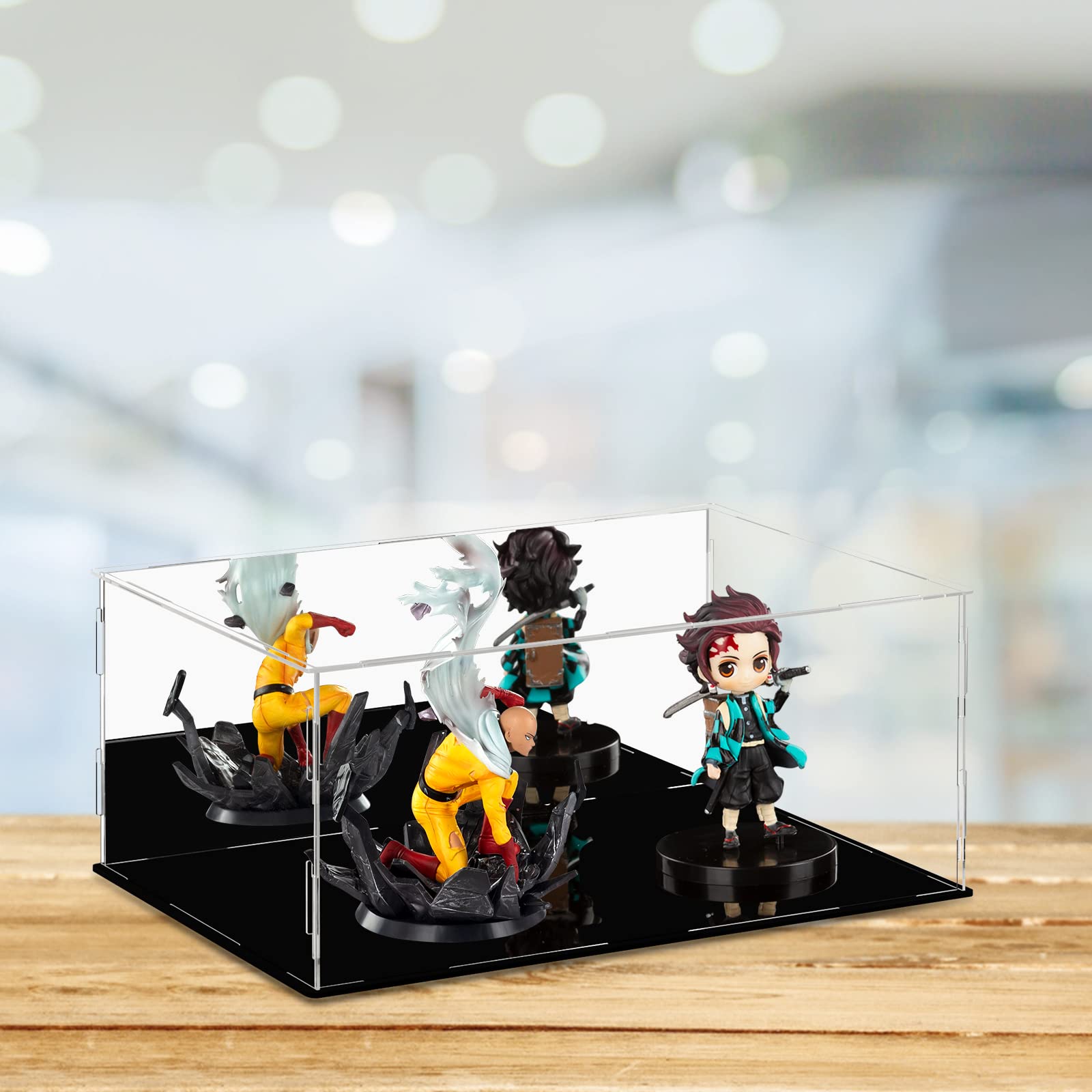 Ecoseao Acyrlic Display Case with Mirror, Clear Acrylic Organizer Box Assemble Countertop Dustproof Protection Showcase for Action Figures, Collectibles, Home Storage (35cmx25cmx15cm) 4