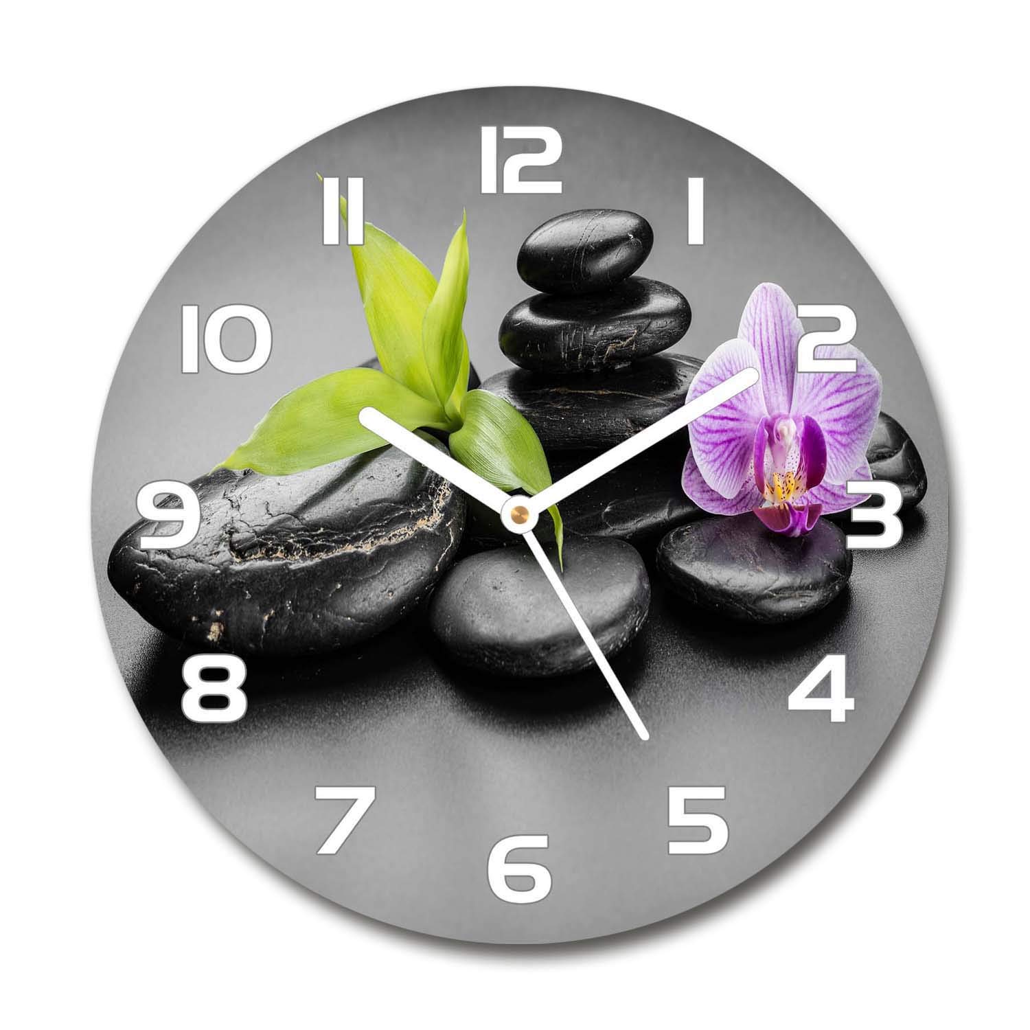 Horloge salon design Tulup en verre - Décoration murale pierres zen 30 cm