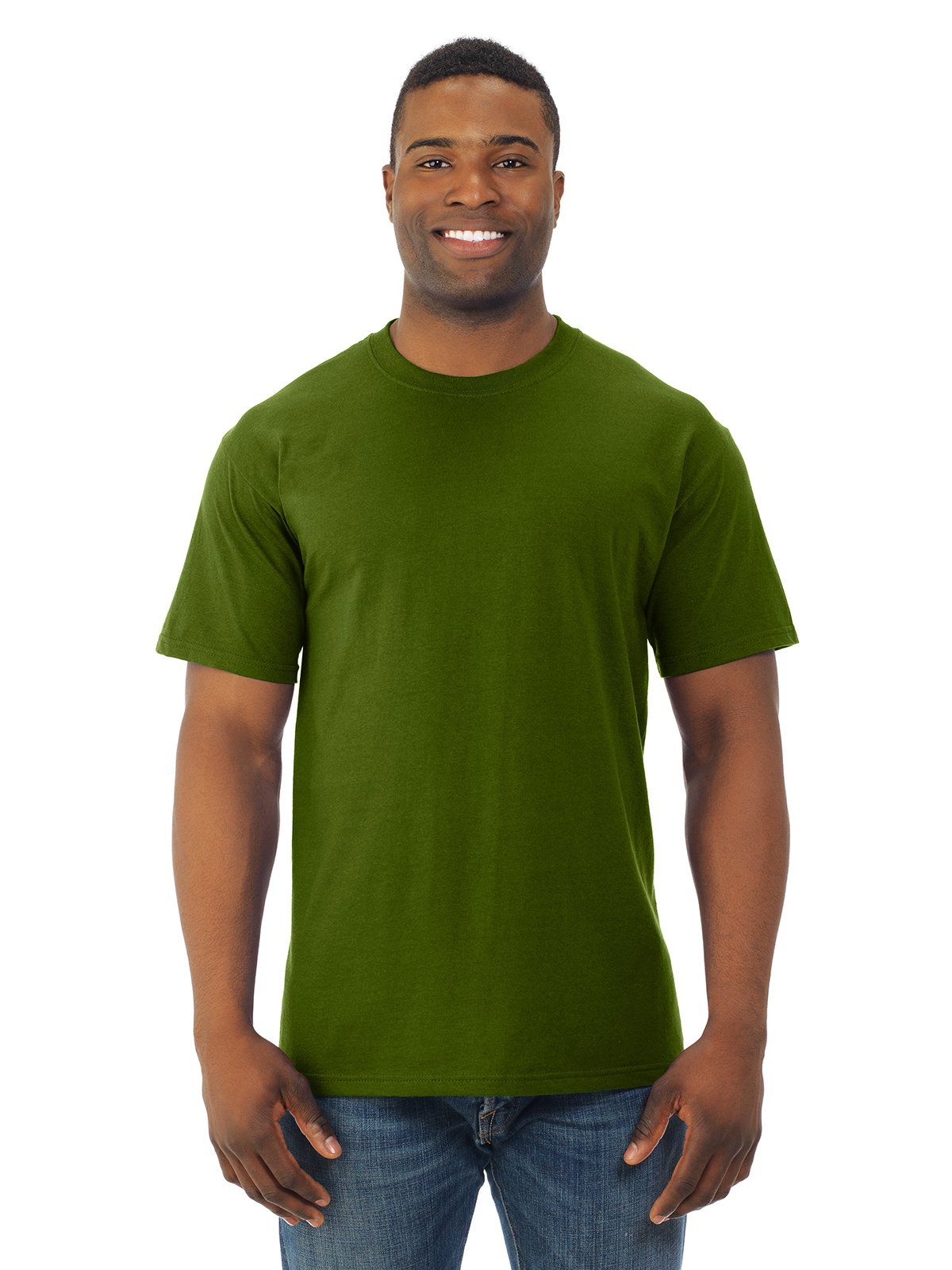 Fruit Of The Loom Men's Military Green Hd Cotton Short Sleeve Crew T-Shirt, M,