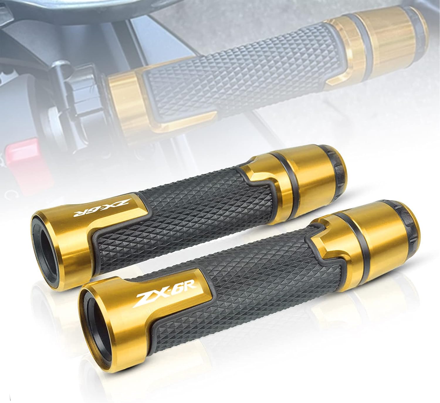 7/8'' 22mm Motorcycle CNC Aluminum Powersports Handlebar Grips with Grip ends Fit For ZX-6R ZX6R 636 ABS green : Everything Else