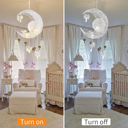Miniatura 5 de TISLYCO Lámpara de Techo para Niños, Lámpara de Luna, Lámpara de Niñas para Dormitorio, Accesorio de Iluminación para Guardería 23.62 x 14.5