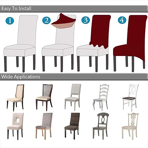 Miniatura 6 de Deisy Dee Fundas protectoras para sillas de comedor de terciopelo extra grandes y elásticas XLextra grandes para cocina, comedor, fundas protectoras