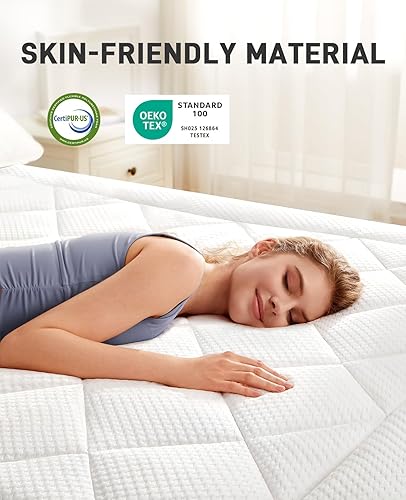 Miniatura 4 de PERLECARE Cubrecolchón King de doble capa de 4 pulgadas para aliviar la presión, espuma viscoelástica de gel con canaletas de enfriamiento de 2.5