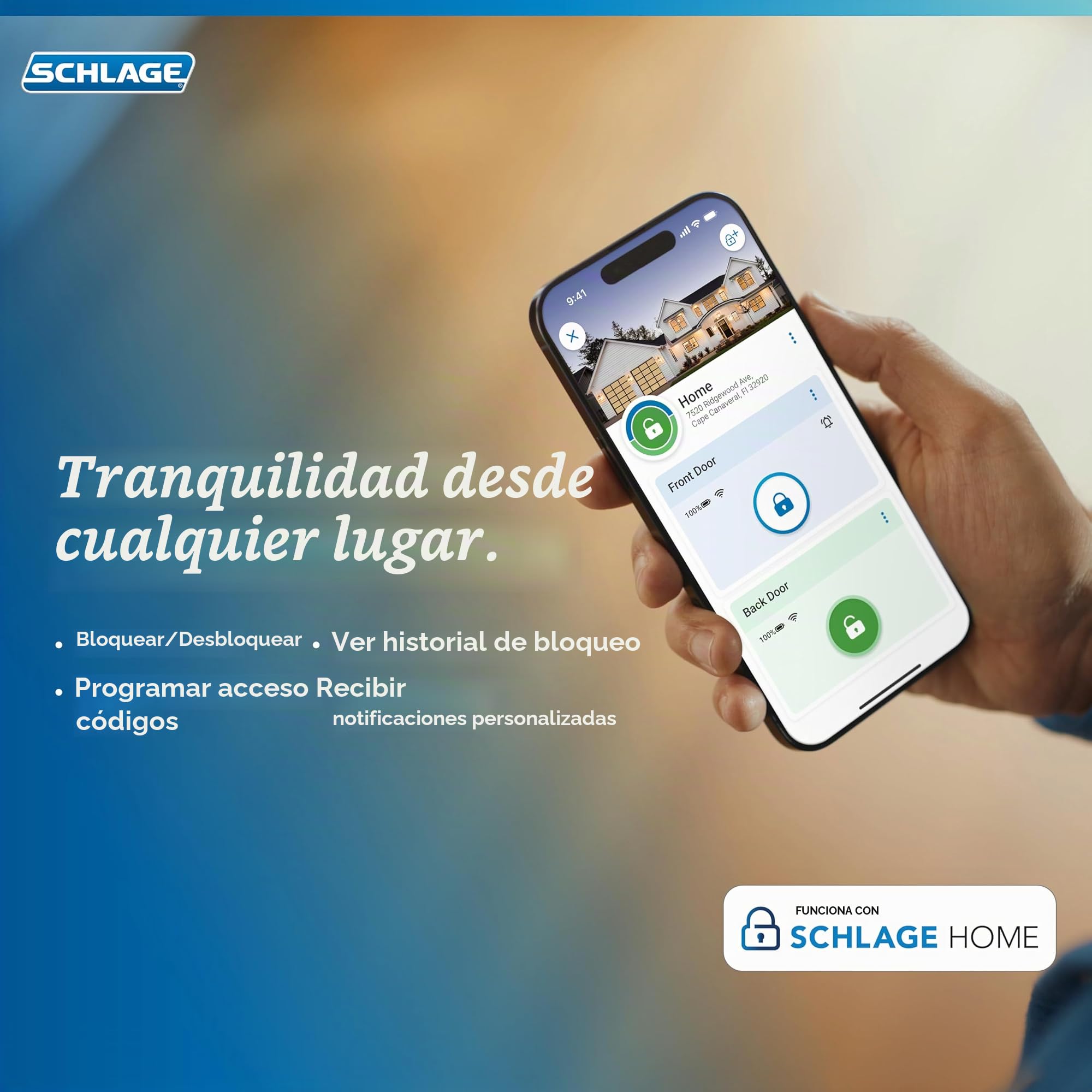 Schlage BE499WB CEN 619 Encode Plus Cerradura inteligente WiFi de pestillo, cerradura de puerta sin llave con pantalla táctil y acabado Century, níquel satinado