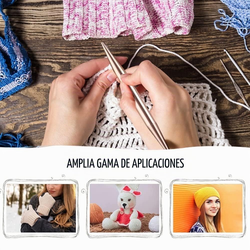 Juego de Agujas Circulares de Aluminio, 26 Piezas, Manijas Ergonómicas, Kit Intercambiable con Estuche de Almacenamiento