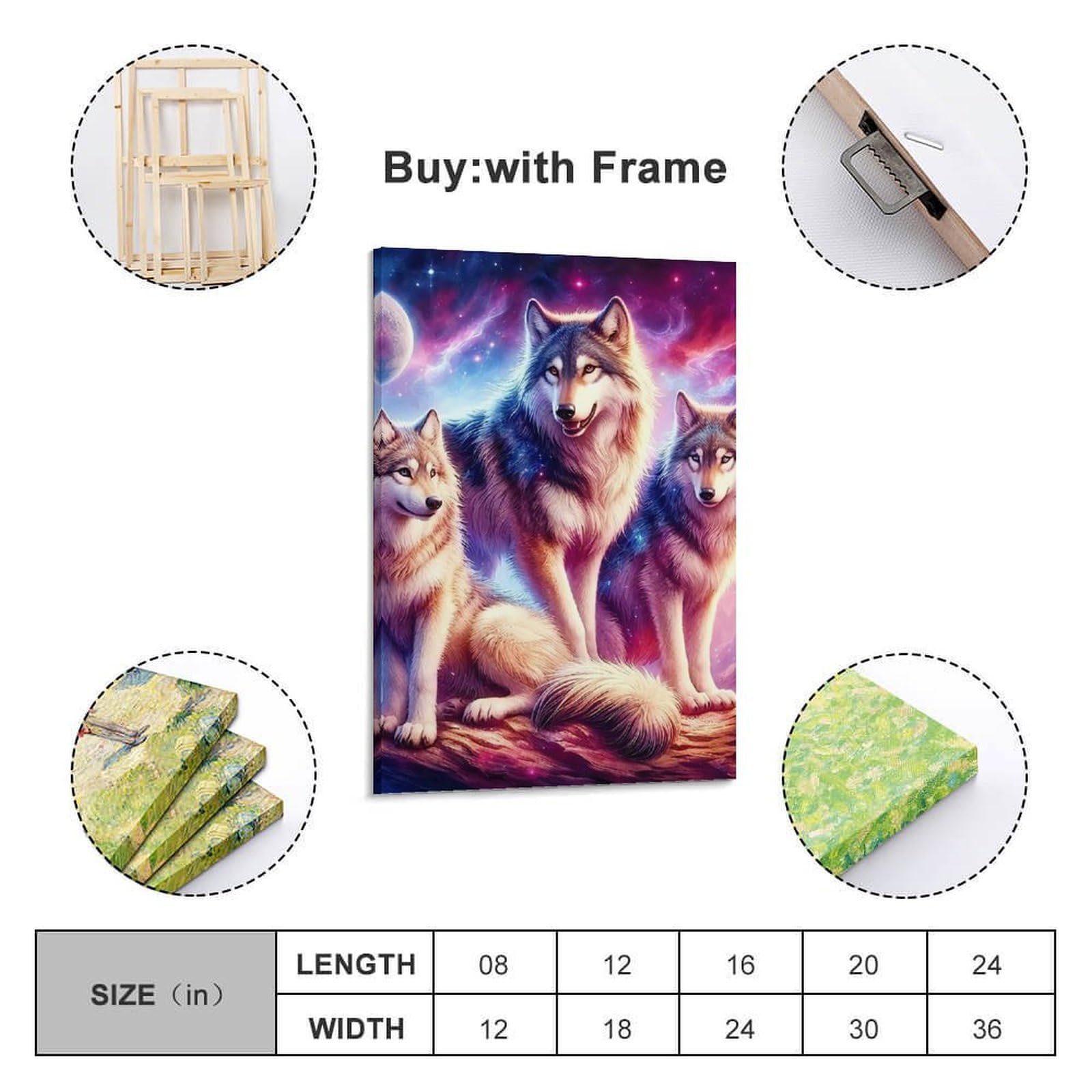 DHBANEIOK lupo Quadri Su Tela Wall Art Moderni Stampe Stampa Su Tela Stampe D'arte Decorazione Murale Per Home Decor Ristorante Cucina 24x36inch(60x90cm)