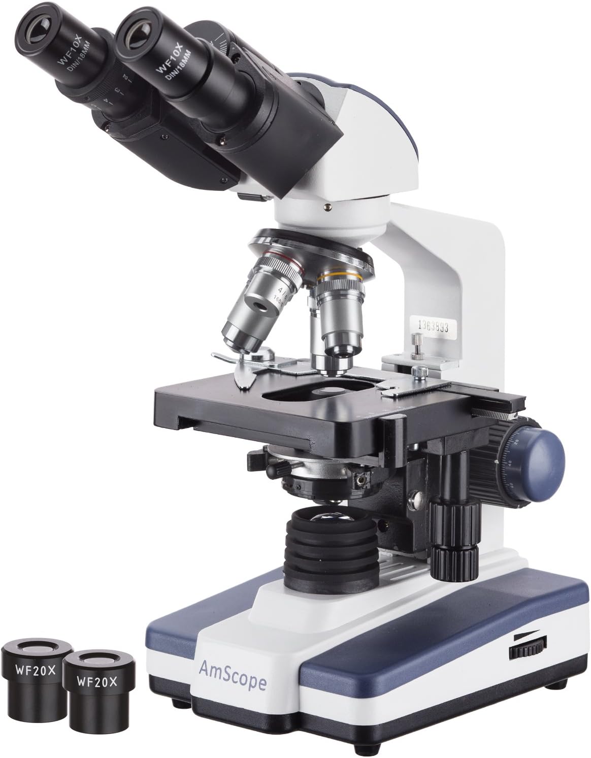 Super Sale 🛒 AmScope B120B Siedentopf Binocular Compound Microscope, 40X-2000X Magnification, Brightfield, LED Illumination, Abbe Condenser, Double-Layer Mechanical Stage
