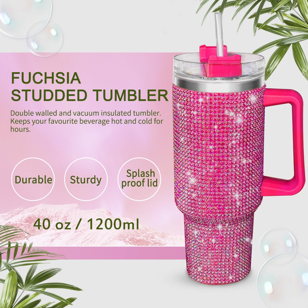 Isolation Vide 8 Heures Paille Incluse RPLIFE Gobelet Isotherme 1200ml - Acier Inox - Motif Pois - Avec Paille Et Poignée Récipient Isotherme 1200ml