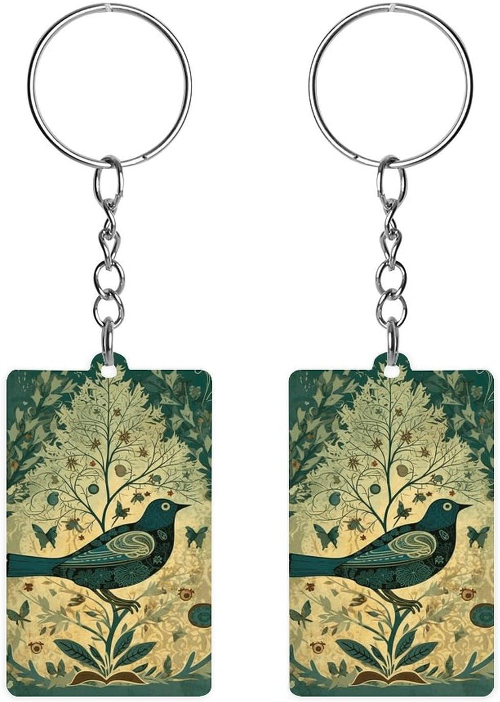 Cute Christmas Birds Printed Acrylic Key Chains, Key Chains for Car Keys Bag Chain Acrylic Decorations Gift Key Chains for Men And Women