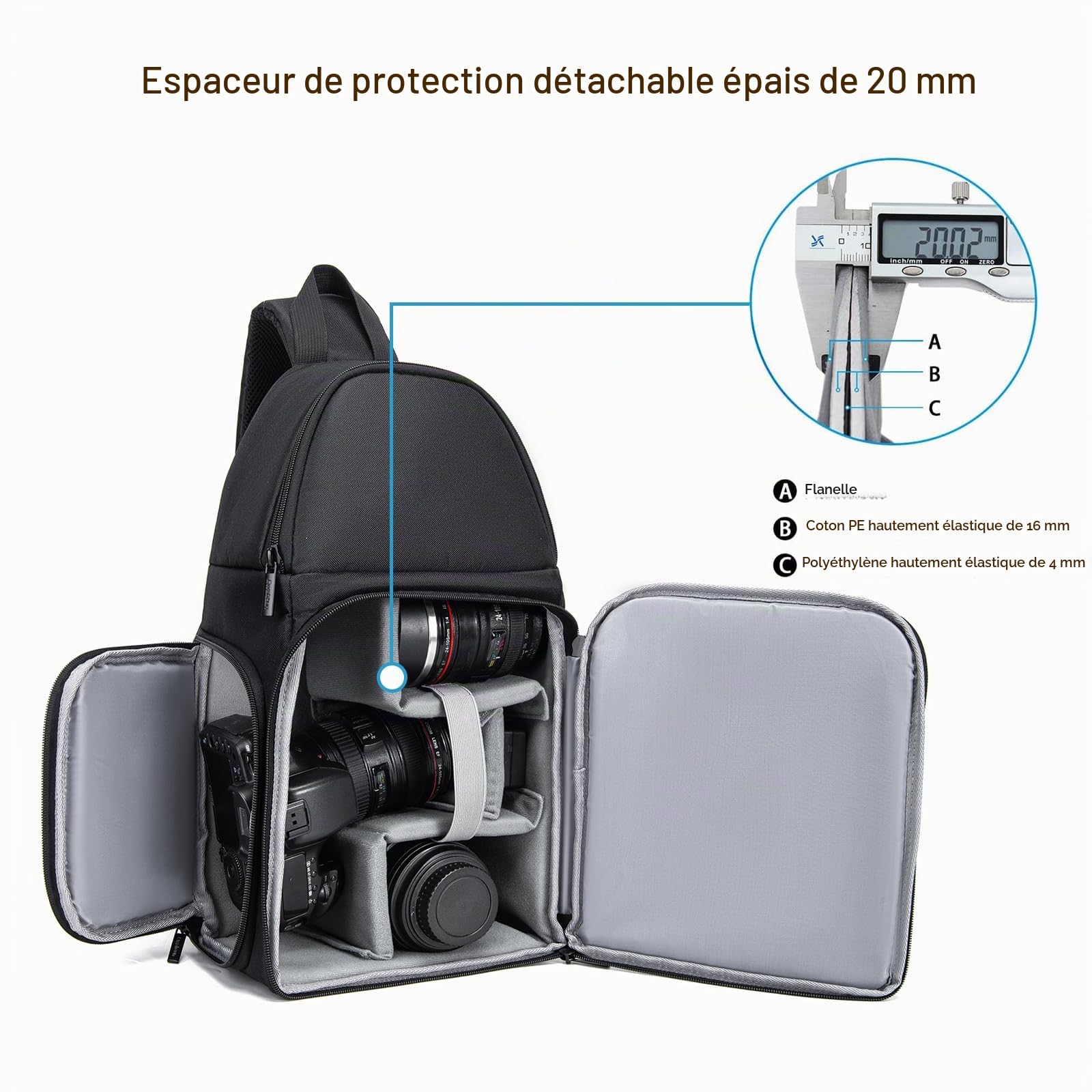 CADeN DSLR Sac bandoulière pour appareil photo reflex - Système antivol - Imperméable - Double usage