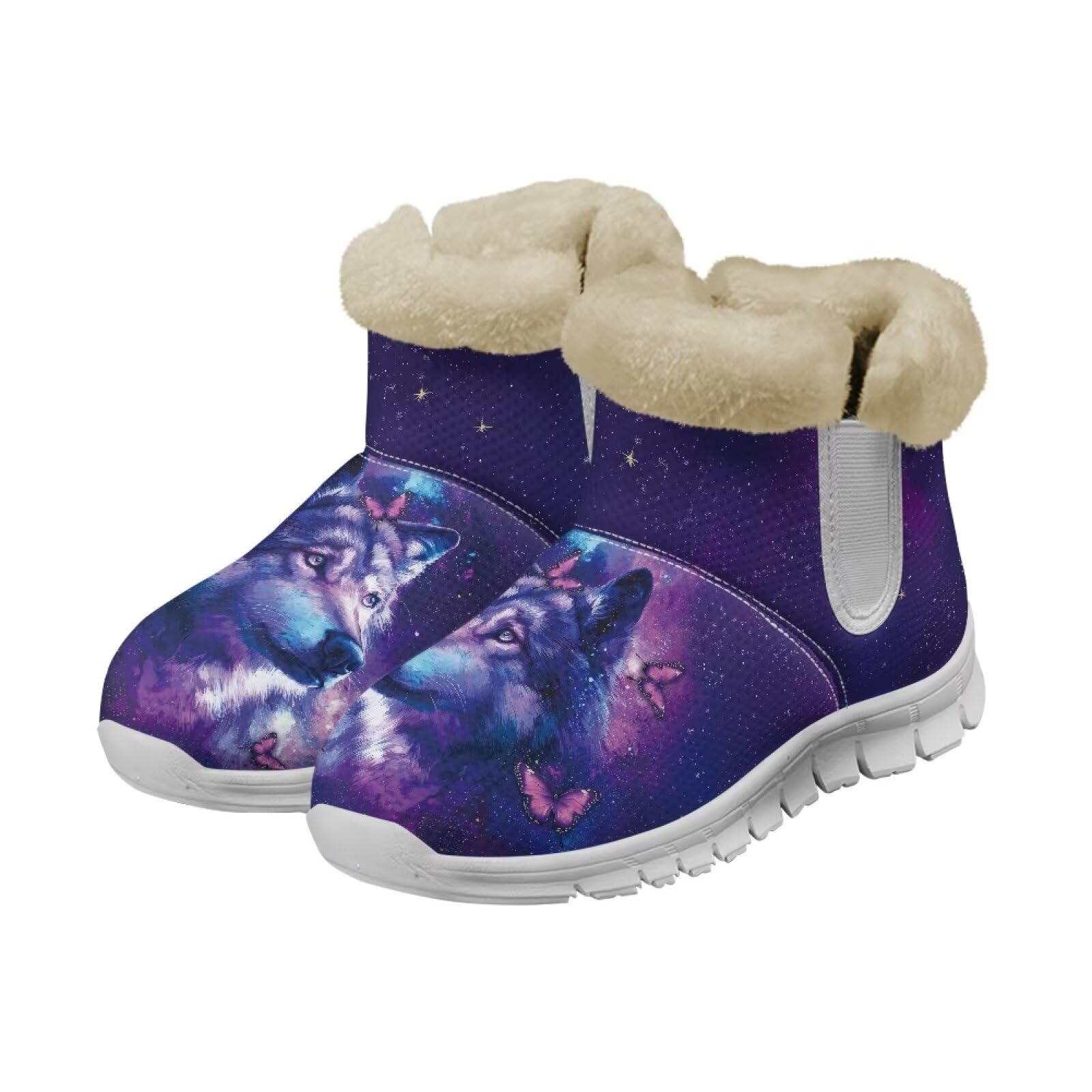 Christmas Snow Boots for Womens Winter Waterproof Lightweight Walking Hiking Boots with Soft Warm Lining Size 6-12 White