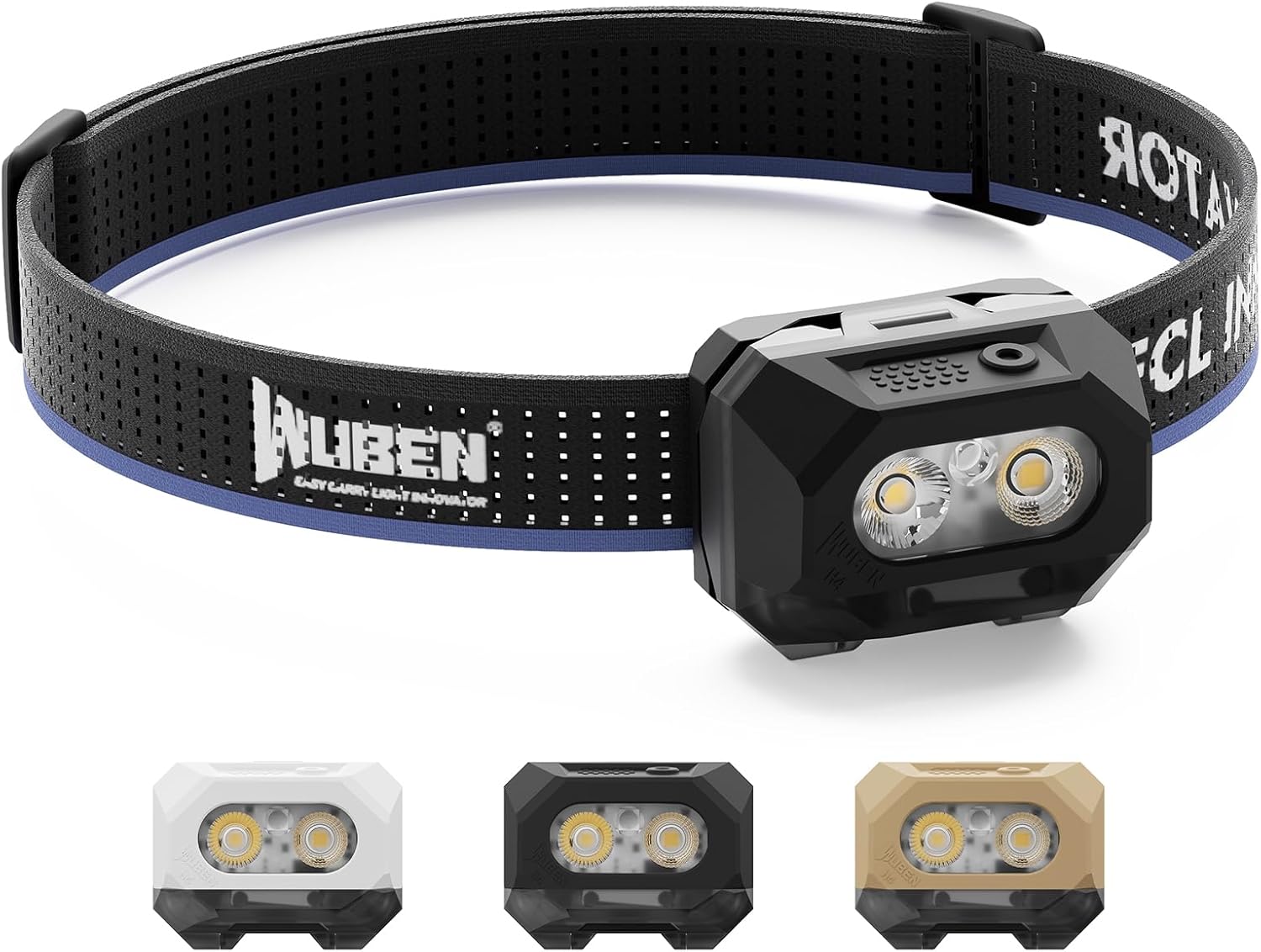 WUBEN H4 LED Headlamp Rechargeable, 800 Lumens Super Bright Head lamp, IP68 Waterproof headlamp with Motion Sensor, Headlight Flashlight 10 Modes with Red Light, for Camping Fishing& Hiking Gear