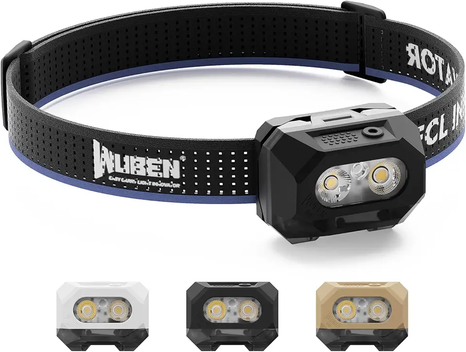 WUBEN Lanterna de Cabeça Led H4 Recarregável, 800 Lúmens, Super Brilhante, À Prova D'Água Ip68 com Sensor de Movimento, 10 Modos de Iluminação com Luz Vermelha, Ideal para Camping, Pesca E Trilhas.