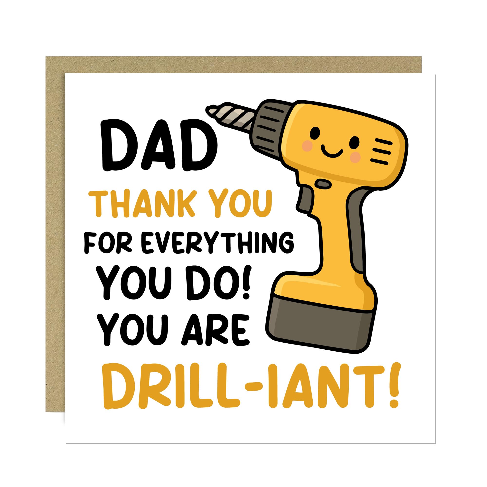 RED OCEAN Funny DIY Handyman Dad Card For Fathers Day Birthday Novelty Joke Humourous Dad Card From Daughter Son 145 x 145mm With Kraft Envelope