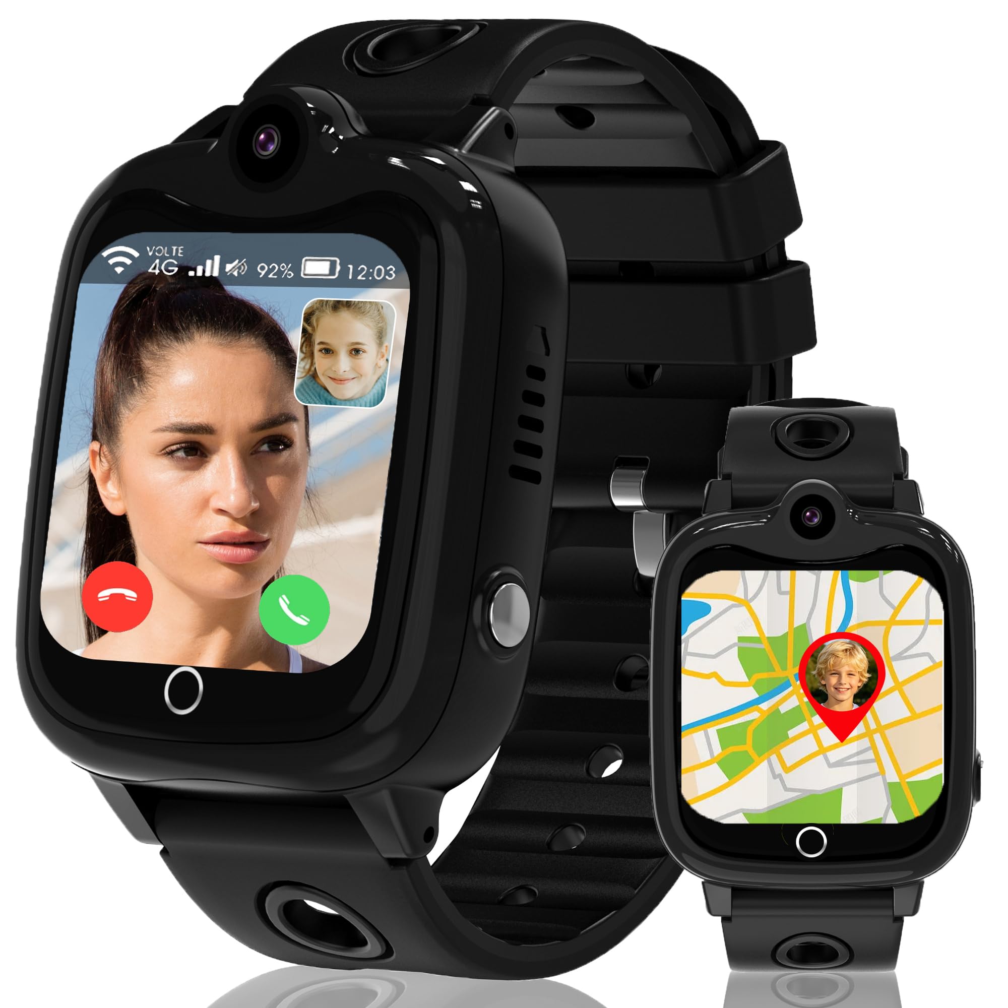 Reloj Inteligente Niños GPS, 4G Smartwatch Niños Telefón y Llamadas, Reloj GPS Niño Localizador, SOS, Chat de Voz, Impermeable, Modo Clase, Cámara, Juegos, Despertador, Regalo para Niñas y niños
