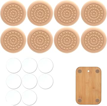 Rubber Feet for Cutting Board for Chopping Blocks and Kitchen Tools, Shock-Absorbent, Waterproof, Anti-Slip, Noise Cancellation Light brown-8