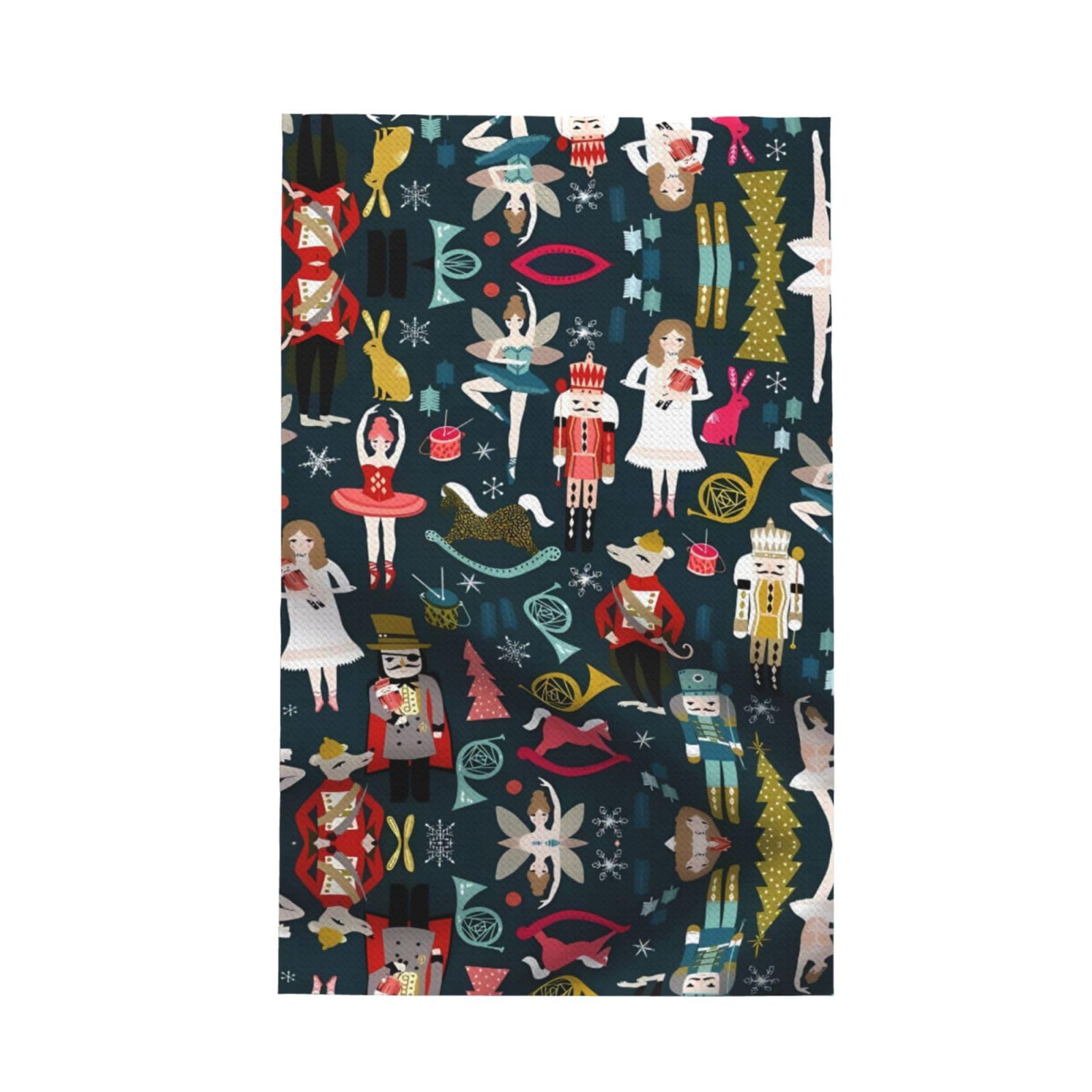 Dngser Women's Black Nutcracker Ballet Xmas Dance Stylish Waffle Kitchen Towel - Reusable, Absorbent, And Quick-Drying Dishcloths For Household Chores