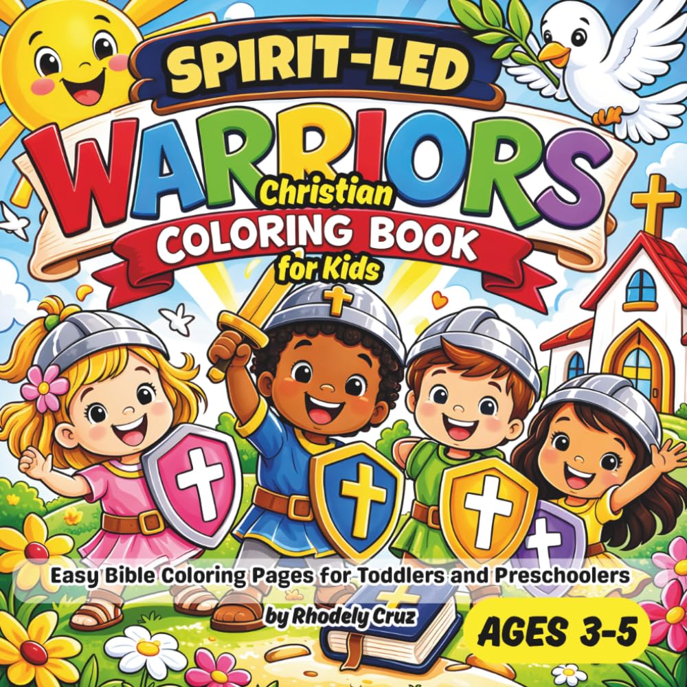 Christian Coloring Book for Kids Ages 3–5: Spirit-Led Warriors: Easy Bible Coloring Pages for Toddlers and Preschoolers