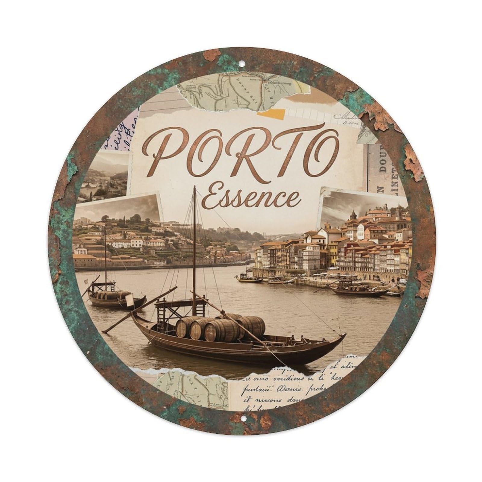 Vintage Travel Oporto Portugal Signature Metal Tin Sign