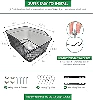 Vista 6 de Cesta de bicicleta trasera, [instalación sin herramientas], cesta de bicicleta para mascotas para estante trasero de carga, con cubierta