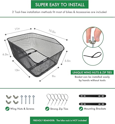 Miniatura 6 de Cesta de bicicleta trasera, instalación sin herramientas, cesta trasera para transporte de mascotas para perros, cesta trasera para carga, con