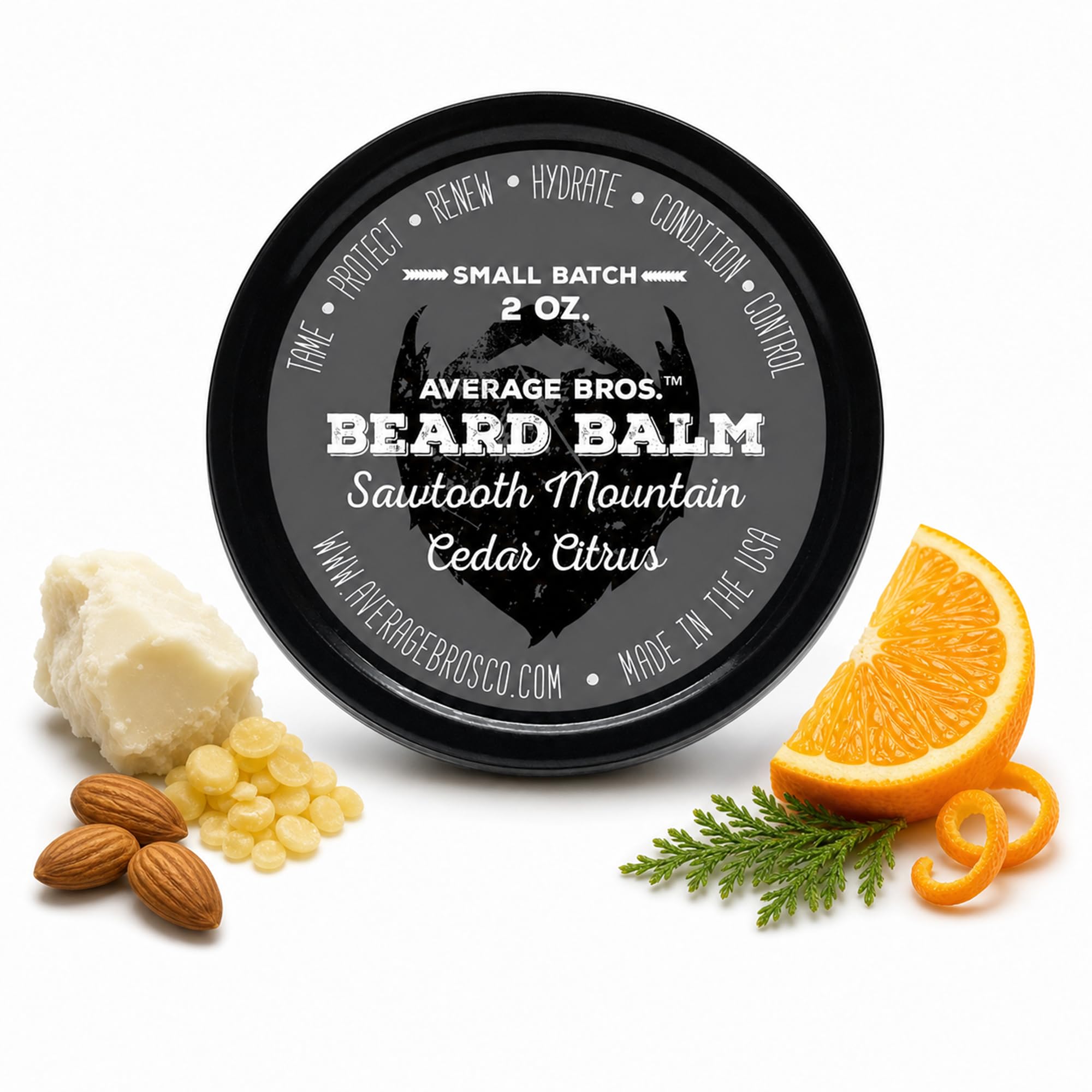 Average Bros Sawtooth Mountain Cedar Citrus Beard Balm, 2 oz Tin
