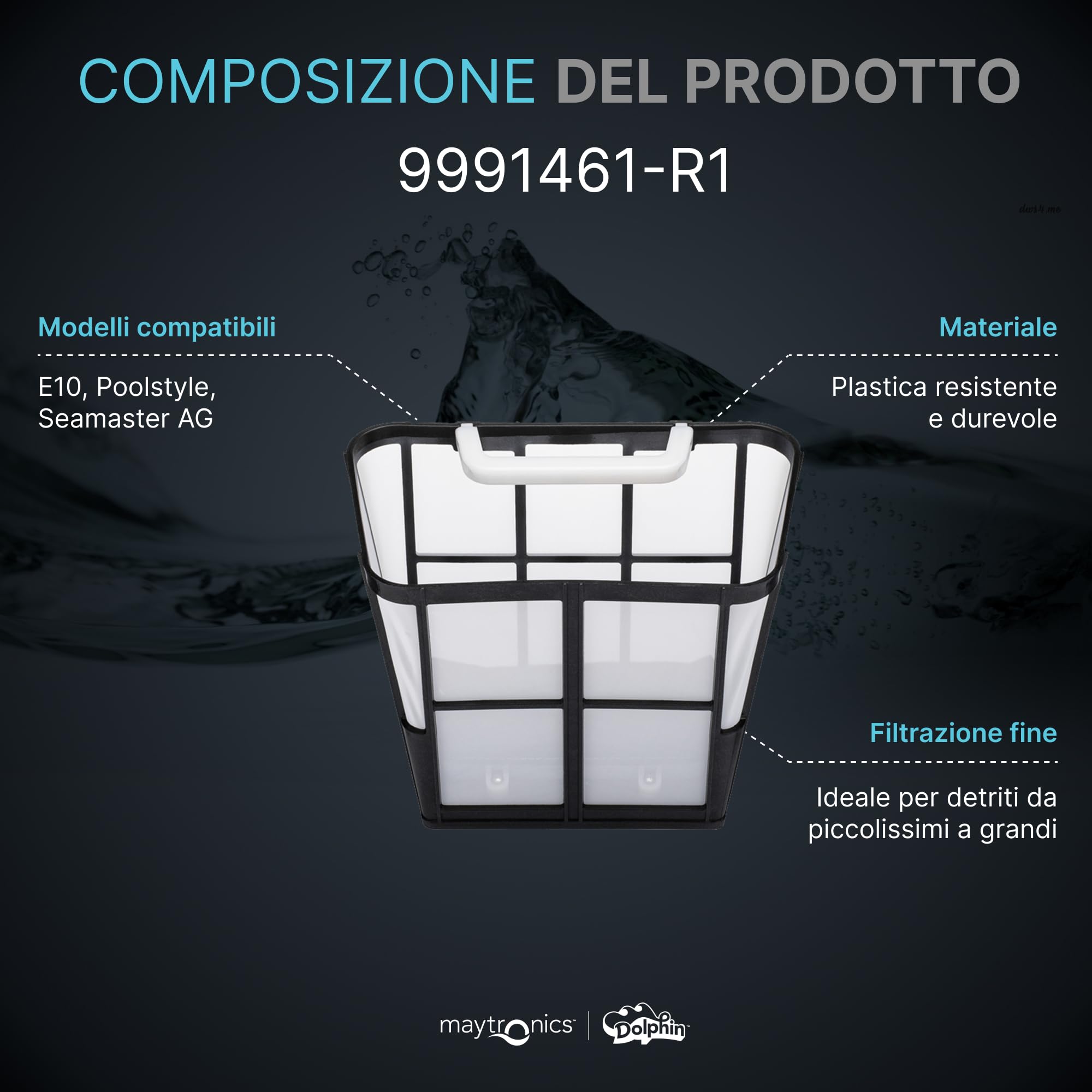 Dolphin Ricambio Originale Cestello del Filtro fine - Codice Ricambio 9991461-R1