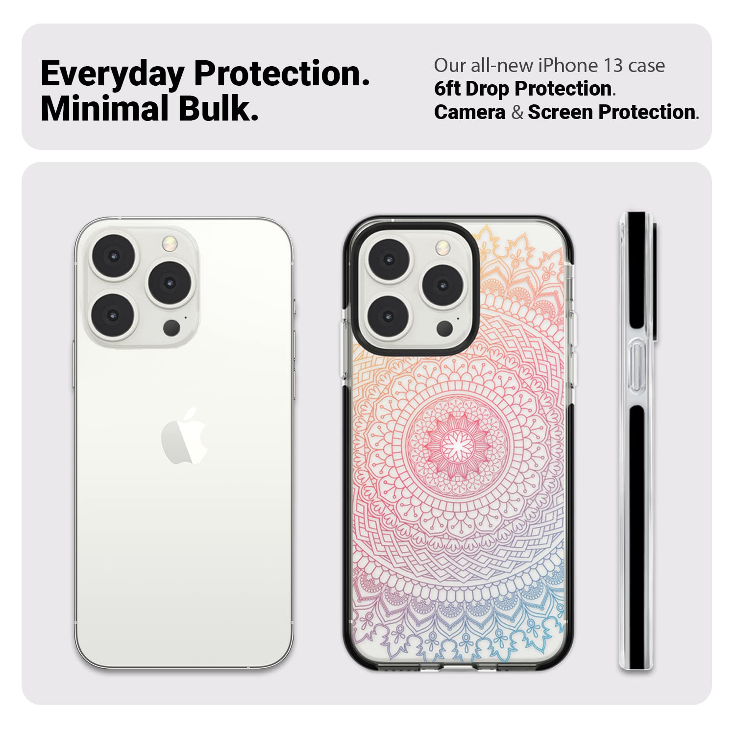 FOURTOC Cover per iPhone 13 PRO Max, Iridescente Custodia Quadrat Custodia Protettiva Antiurto in Silicone,002,13