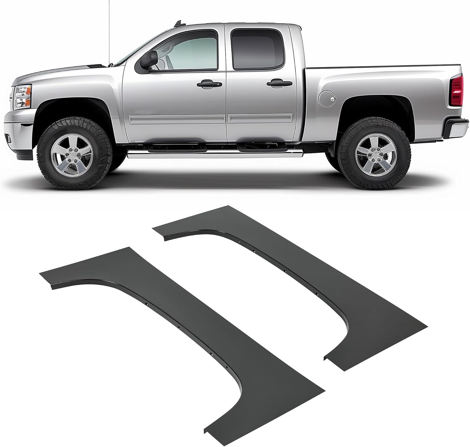 Kojem Wheel Arch Repair Panel Compatible with 2007-2014 Chevy Chevrolet Silverado 1500 2500HD 3500HD Truck Bed Upper Wheel Arch Patch Quarter Panels Black Steel Driver & Passenger Side Left +Right