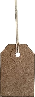 Swift Strung Tags Brown Reinforced Card Clothing Parcel Label String Hanging Gift Swing Tickets Kraft Hang Price Labelling 56mm x 35mm (Pack of 100)