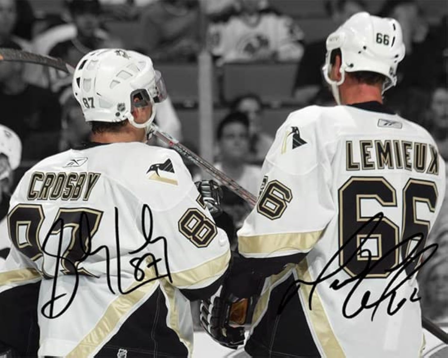 Ikonic Fotohaus Mario Lemieux Sidney Crosby Signed Photo Autograph Print Wall Art Home Decor