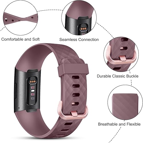 Miniatura 8 de Paquete de 3 bandas de silicona para Fitbit Charge 4, Fitbit Charge 3 y Charge 3 SE, pulseras de repuesto para mujeres y hombres pequeños y grandes