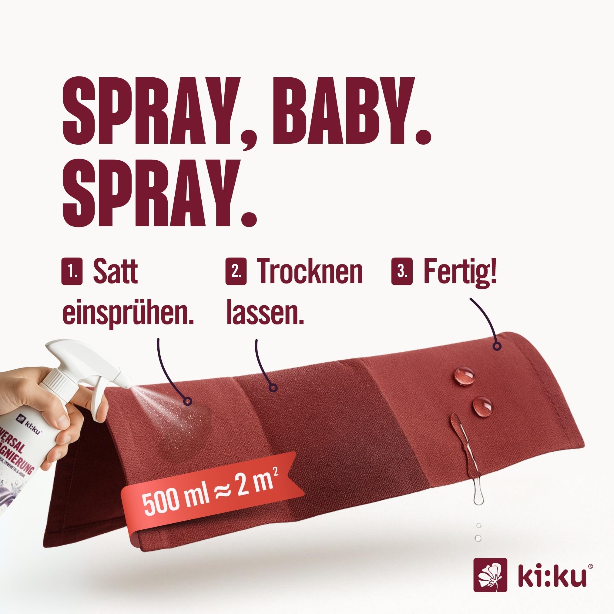 ki:ku Universal Imprägnierung | Imprägnierspray Schuhe, Jacke, Gore-Tex, Zelt, Wildleder, Polster | wasserabweisend atmungsaktiv Fleckenschutz