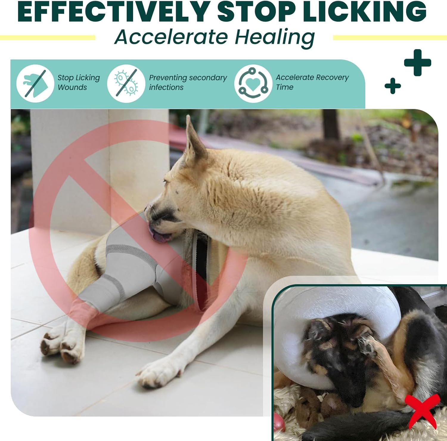 Dog Rear Leg Sleeve to Stop Licking: Soft Recovery Wrap for Hind/Back Leg Wounds, TPLO ACL Surgery, Surgical Sleeve for Small Medium Large Dogs, Cone Alternative (Right-2XL, Light Gray)