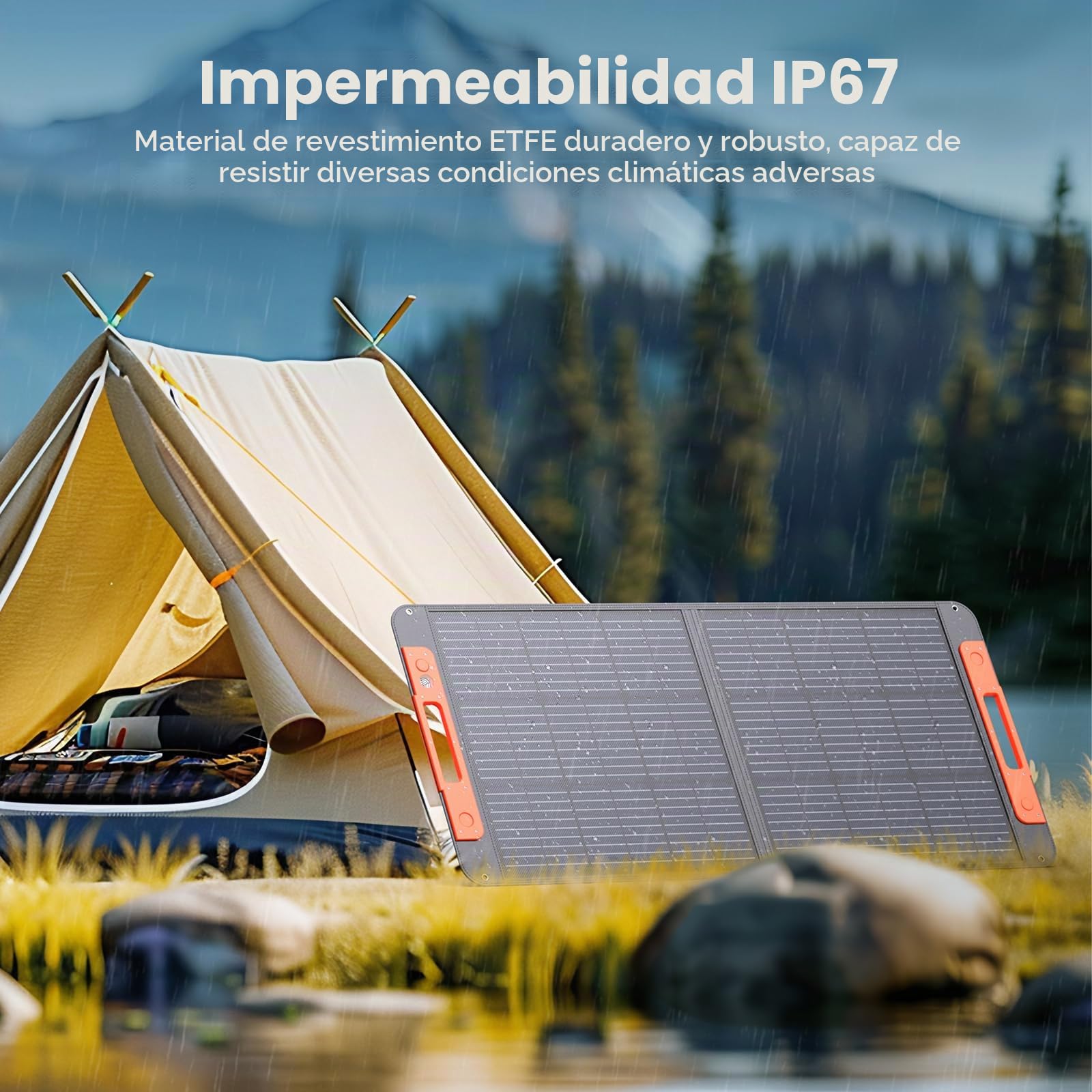ZOUPW Panel solar portátil de 100 vatios con guía de ángulo solar, 23.5% de eficiencia, cargador solar plegable para Jackery 300/500/1000V2 y Anker Solix, IP67 impermeable energía fuera de la red para