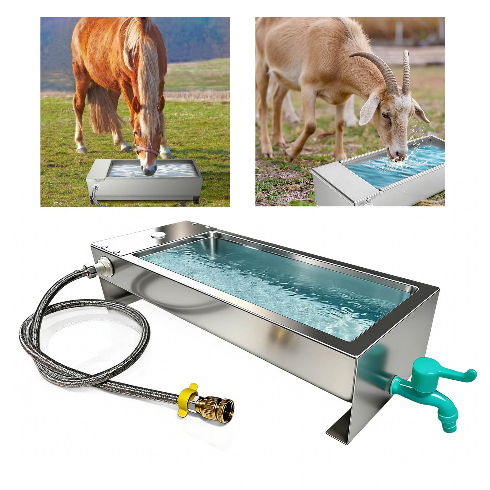 Bebedero de Ganado de Acero Inoxidable,Bebedero AutomáTico para Ganado,Bebedero AutomáTico con VáLvula De Flotador,Adecuado para AlimentacióN y Agua Potable para Aves y Ganado