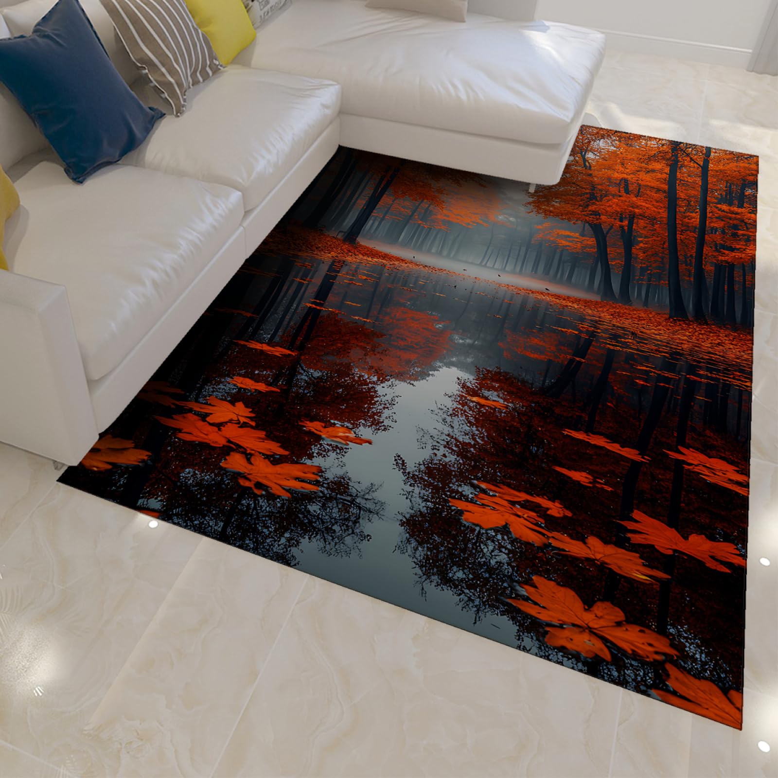 Tapis érable rouge anti-poussière lavable en machine 140 x 180 cm