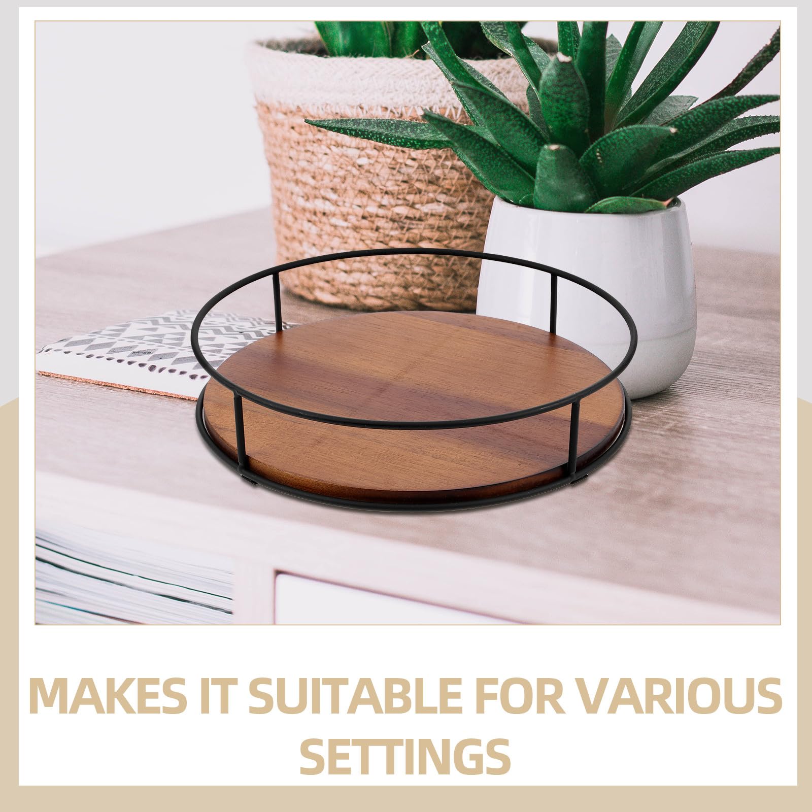 Plato Giratorio y Acabado Natural de Madera Redondo para Especias Diseño Elegante Organizador Versátil y Ahorra Espacio para Cocina y Gabinete