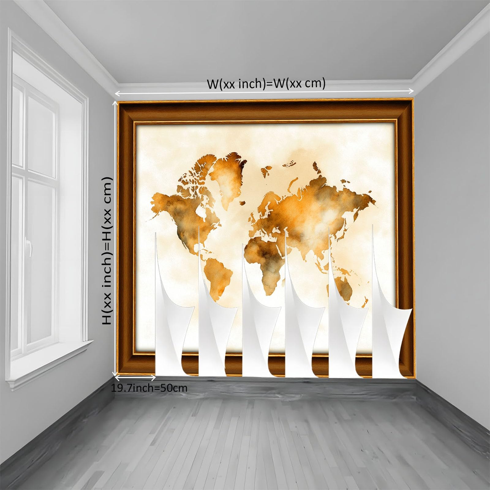 Tapeta ścienna sypialnia akwarela mapa świata stare drewno rama 250 x 175 cm, plakat ścienny obrazy ścienne biały gobelin salon pokój dziecięcy tło tapeta panoramiczna