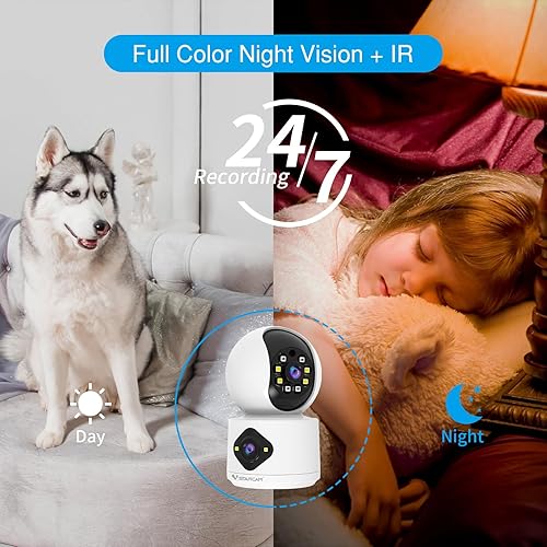 Miniatura 5 de VSTARCAM Cámara de seguridad interior de doble lente, cámara WiFi con zoom de inclinación panorámica de 5 MP, cámara para perro para