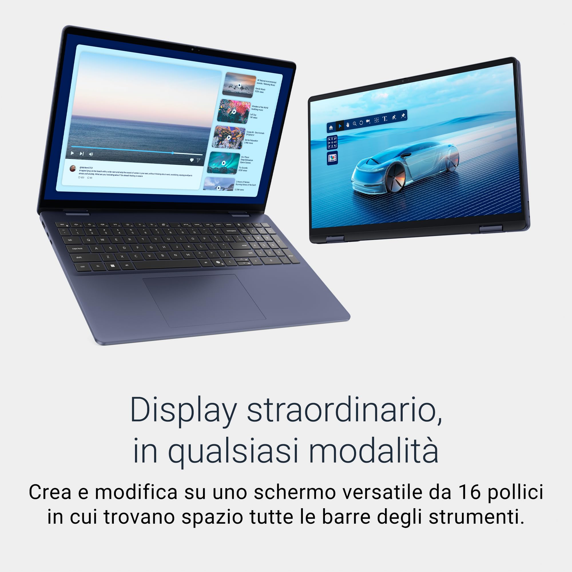 Dell 16 Plus 2-in-1 Copilot+ PC DB06250 16" 2.5K Mini-LED HDR600 Touchscree, Intel Core Ultra 7 Serie 2, Intel Arc, 16 GB RAM, 1 TB SSD, Windows 11 Home, Tastiera retroilluminata QWERTY, Blue