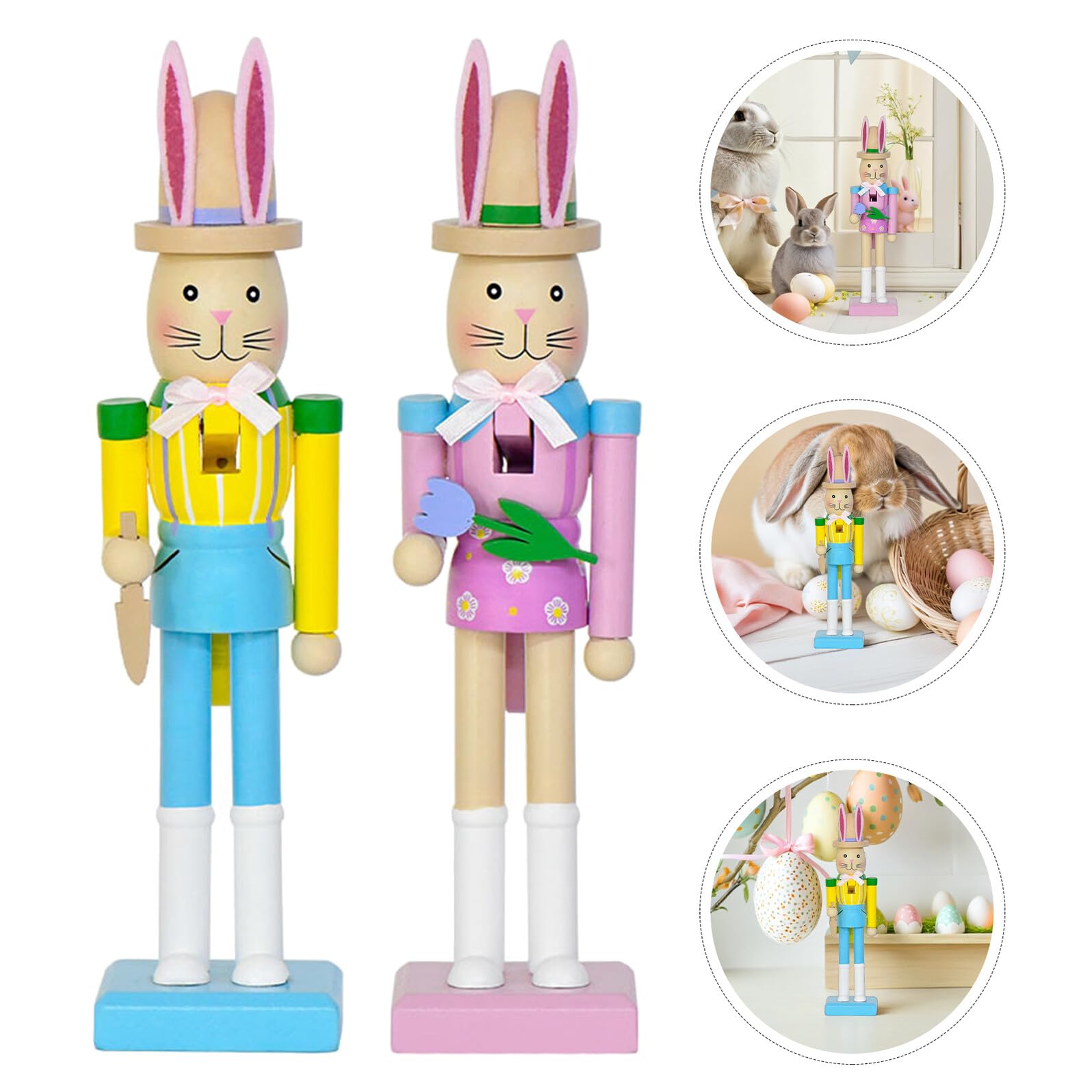 ABOOFAN 2 Stück Osterhasen Nussknacker Detailreiche Hasenfigur Fröhliche Osterdekoration für Tisch und Fest